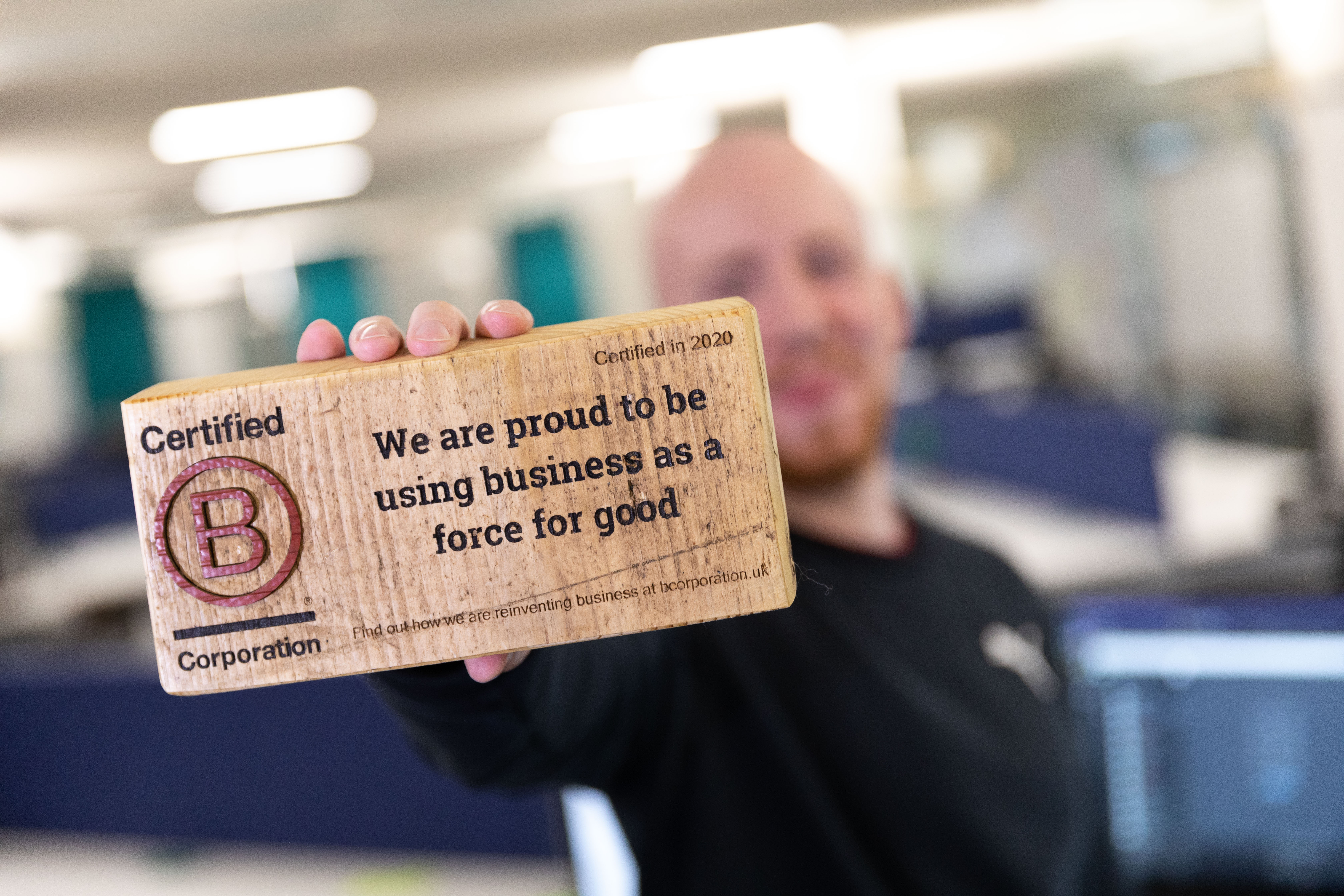 Zen Internet holding B Corp certification plaque 