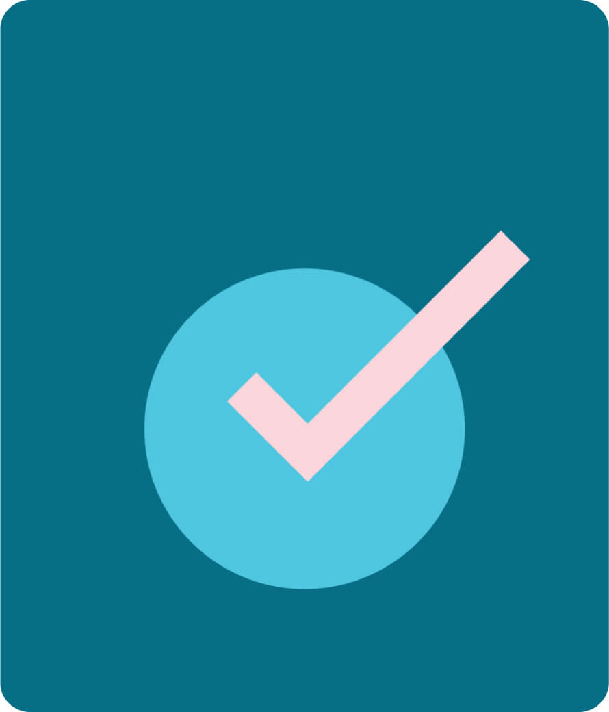 Icon of a circle and a tick in blue tone representing 'eligibility'.